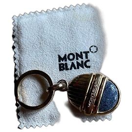 Chaveiro Montblanc dourado e pedra azul Azul escuro Gold hardware