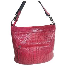 Autre Marque JRA Schultertasche aus rosa geprägtem Pythonleder Pink