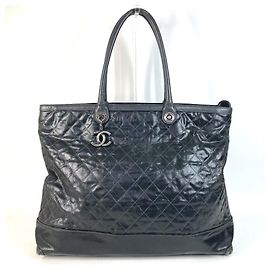 Chanel Matelassé Quilted Shoulder Tote Bag Black