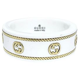 Anello Interlocking G Gucci Bianco D'oro