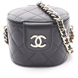 Bolsa de Ombro Chanel Matelassé Mini Vanity Preto