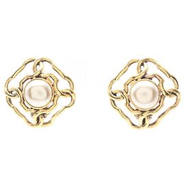 Orecchini a clip Chanel Coco Mark Bianco D'oro
