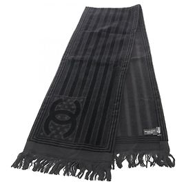 Cachecol Chanel Coco Mark Pile Preto
