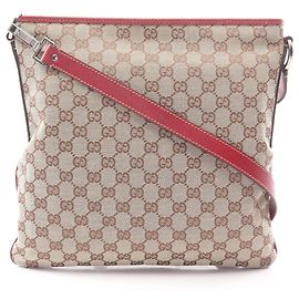 Borsa a Spalla Gucci GG Canvas Beige Bordò