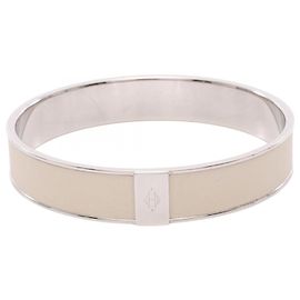 Hermès Hermes Silver and White Bangle Silvery White
