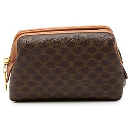 Céline Celine Brown Macadam Coated Canvas Pouch Brown