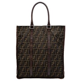 Fendi Brown Zucca Canvas Vertical Tote Brown