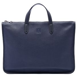 LOEWE Blue Leather Anagram Toledo Briefcase Blue Dark blue