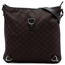Gucci Bolsa transversal Abbey D Ring em nylon GG marrom Marrom Castanho escuro