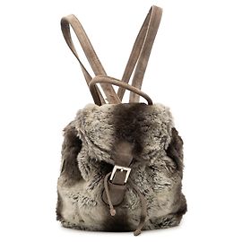 Fendi Gray Mink Fur Tie Dye Print Backpack Brown