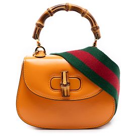 Bolsa Gucci Orange Mini em pele de vitelo Web 1947 com asa de bambu Laranja
