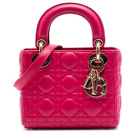 Lady Dior mini en agneau cannage rose de Dior Rose