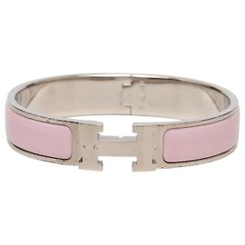 Pulseira Hermès Pink Narrow Enamel Clic H PM Rosa Outro
