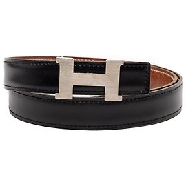 Cinto reversível Hermès Constance H em couro Swift e Epsom preto Preto