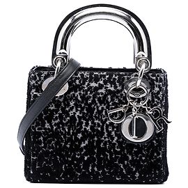 Lady Dior mini em tecido lamê preto Dior Preto