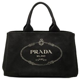 Bolsa Prada Black Canvas Canapa Logo Preto