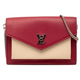 Pochette MyLockMe Chain em couro bicolor vermelho Louis Vuitton Bege Outro