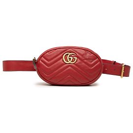 Gucci Red GG Marmont Matelasse Leather Belt Bag Red