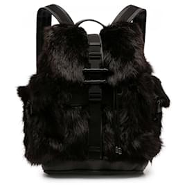 Givenchy Black Leather and Fur Obsedia Backpack Black