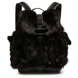 Zaino Obsedia in pelle nera e pelliccia Givenchy Nero