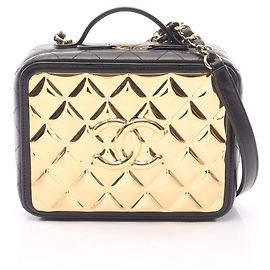 Chanel Matelassé Vanity Bag Black Golden