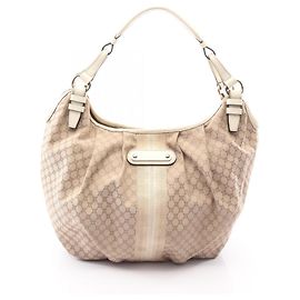 Céline Celine Macadam Schultertasche/Handtasche Weiß Beige