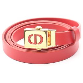Cinto Christian Dior em couro vermelho Vermelho