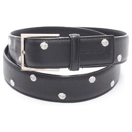 Christian Dior Cinto Dior Homme em couro com estampa de bolinhas pretas Preto