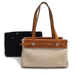 Hermès Hermes Herbag Cabas PM Sac Cabas Marron Noir Beige