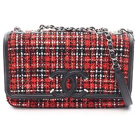 Borsa a Spalla Chanel CC Filigree Nero Rosso Multicolore