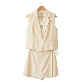 Claudie Pierlot Beige Sleeveless Blazer and Skort Set Beige