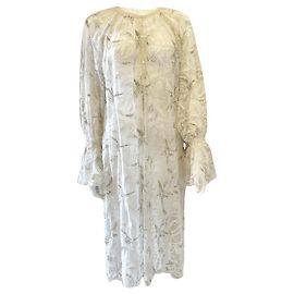 Antik Batik Robe Longue Dentelle Blanche Perles et Sequins Blanc cassé