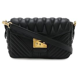 Borsa a tracolla biker in pelle nappa Miu Miu Nero
