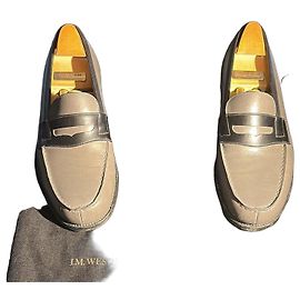 Mocassins J.M. Weston em couro cinza e preto Preto Cinza
