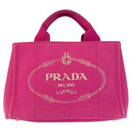 Prada Canvas Canapa Triangle Logo Tote Pink