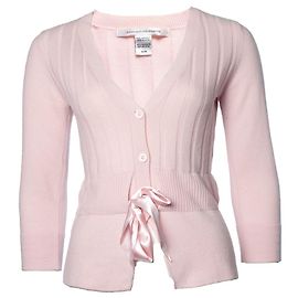 Diane Von Furstenberg, cardigan rose avec ruban Rose