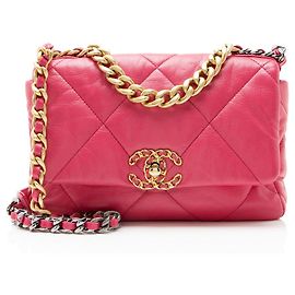 Borsa a tracolla Chanel Lambskin 19 Medium Flap Rosa
