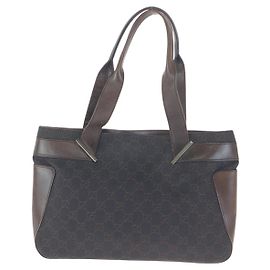 Gucci Dark Brown GG Canvas Leather Tote Bag Brown
