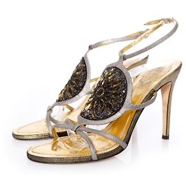 Rene Caovilla, Sandales à sequins Doré Métallisé
