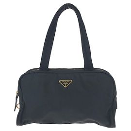 Sac cabas Prada Nylon Tessuto Logo Triangle Noir