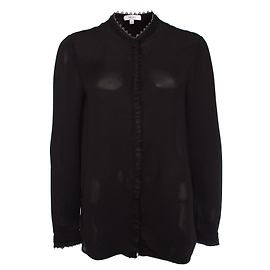 Reiss, schwarze Bluse mit Spitze. Schwarz
