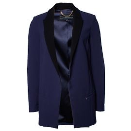 Elisabetta Franchi, Blazer bleu avec revers noir Multicolore
