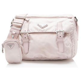 Messenger Re-Nylon com dupla fivela Prada Rosa