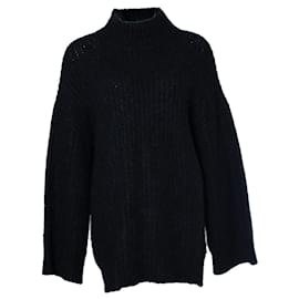 Apc A.P.C., schwarzer Rollkragenpullover mit Rippenstrick Schwarz