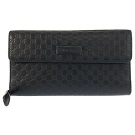 Gucci Leather Microguccissima Long Wallet Black