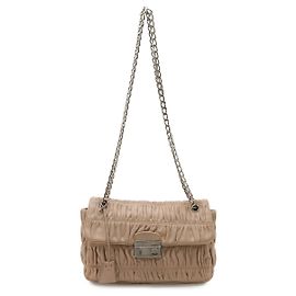 Prada Nappa Gaufre Leather Shoulder Bag Brown Beige