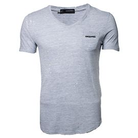 Dsquared2, camiseta gris con diseño deshilachado Gris