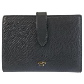 Céline Portefeuille Celine en cuir avec dragonne taille Medium Noir