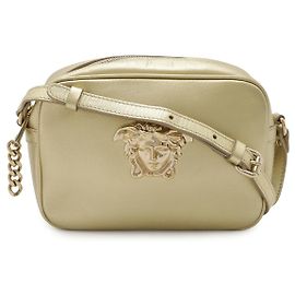 Versace Leather Shoulder Bag Metallic Gold Golden Metallic