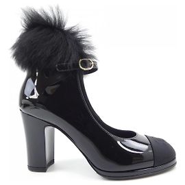 Chanel Mary Jane Patent Lambskin Pumps Black